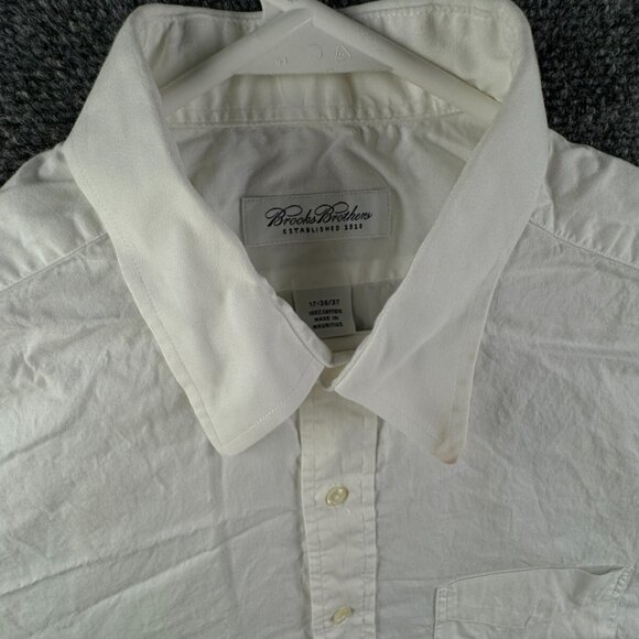 Brooks Brothers Men Cotton Adult Button Up Shirt Long Sleeve White 17 36/37 ** - Picture 7 of 13